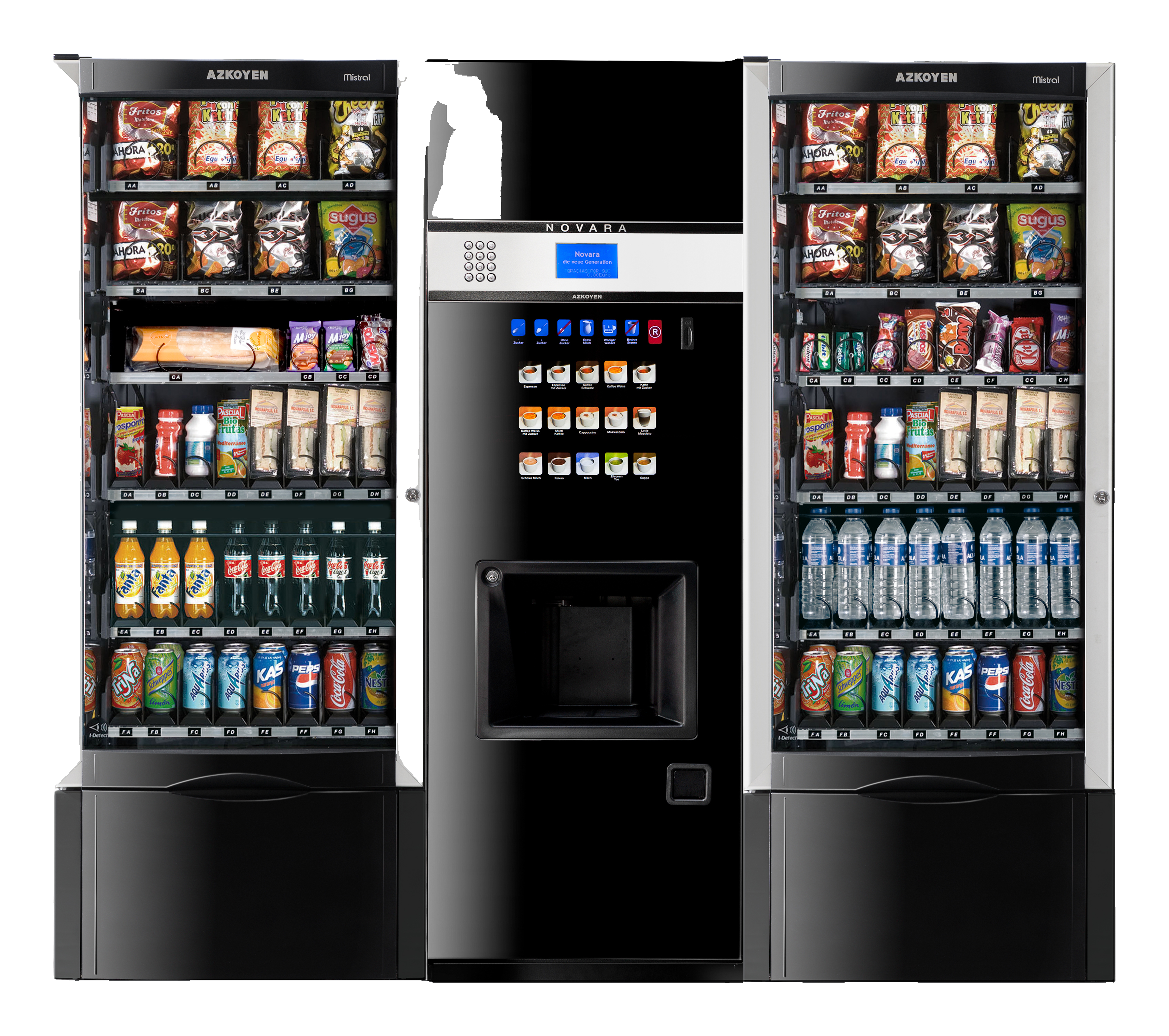 Automater, der sælger kaffe, snacks og drinks